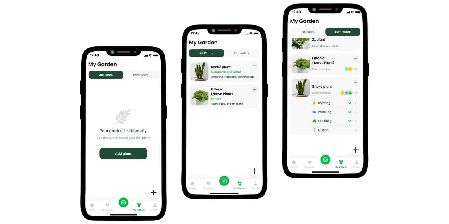 AI Plant Finder My Garden option.